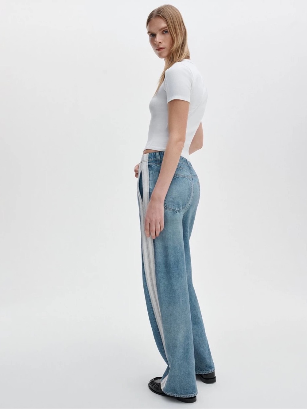 NEW Rag & Bone rb Miramar Side Stripe
Wide Leg Cotton Terry Sweatpant Jeans M - Picture 6 of 14